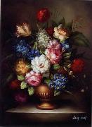 unknow artist, Floral, beautiful classical still life of flowers.060